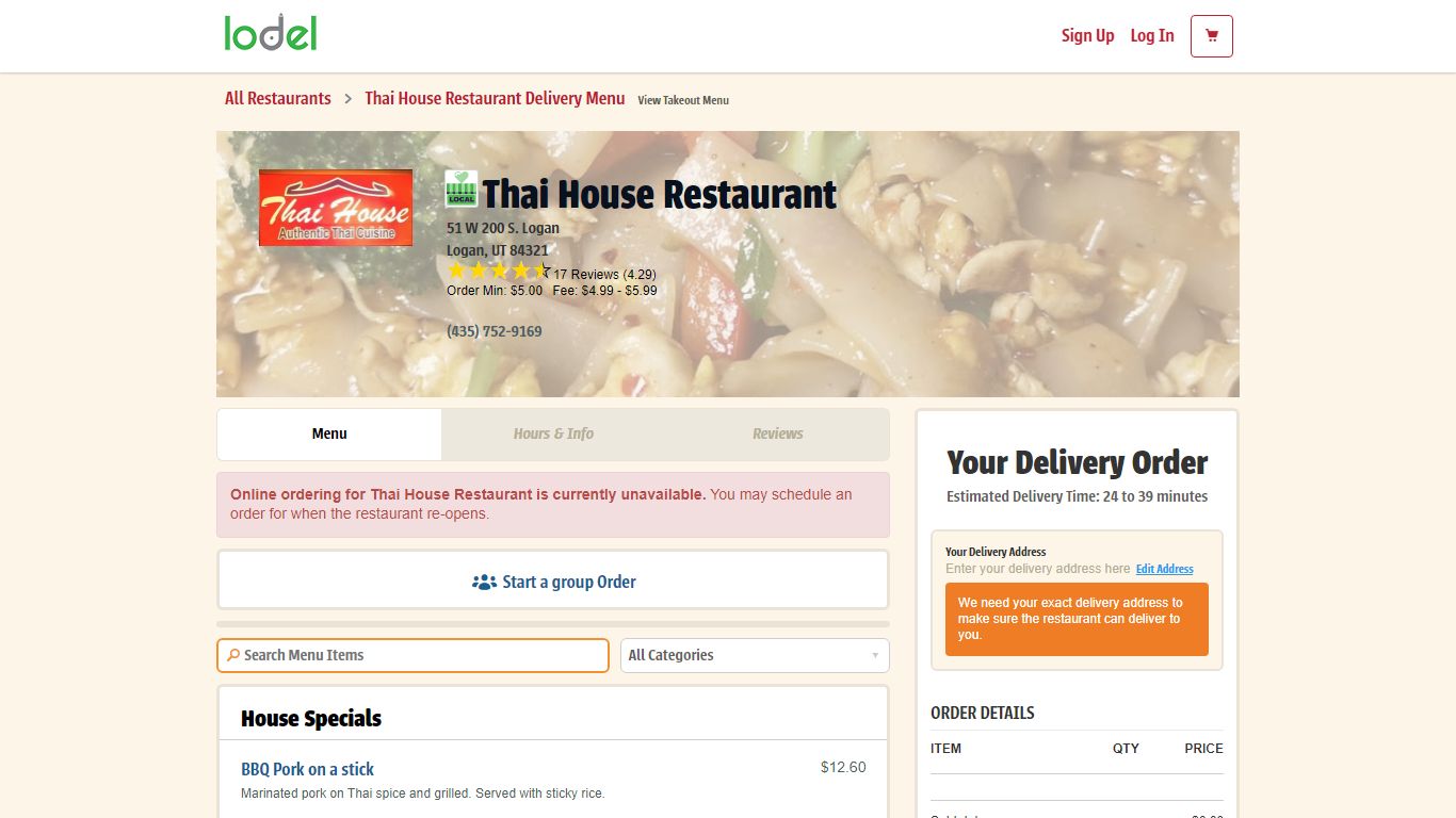 Thai House Restaurant | Delivery Menu | Order Online - Logan, UT