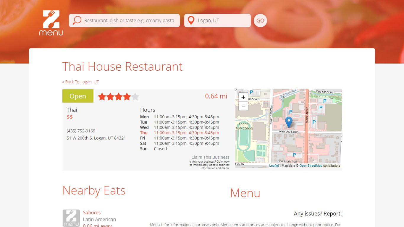 Online Menu of Thai House Restaurant Restaurant, Logan, Utah, 84321 - Zmenu