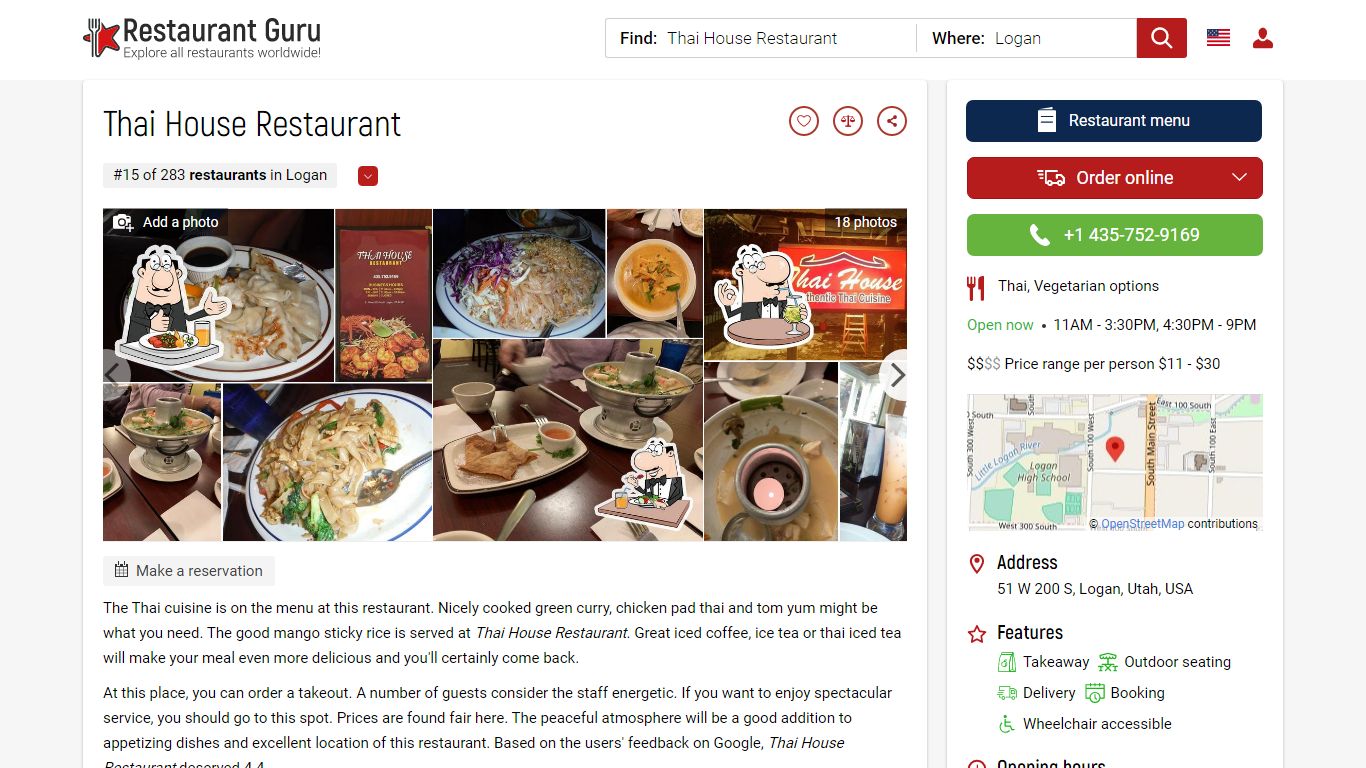 Thai House Restaurant in Logan - Restaurant menu and reviews
