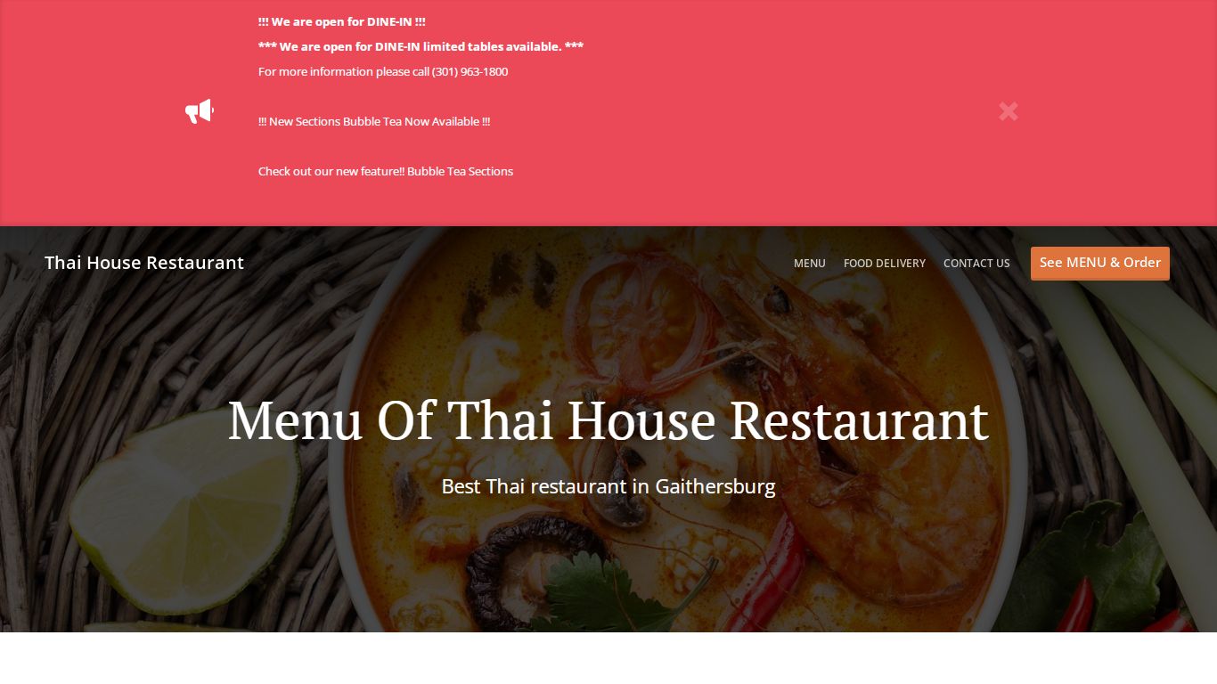 Menu of Thai House Restaurant
